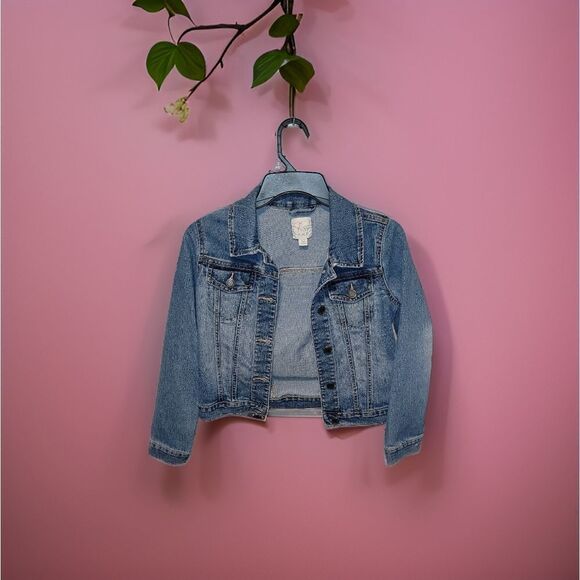 🛒GIRLS BLUE JEAN JACKET UPCYCLED - Picture 2 of 4